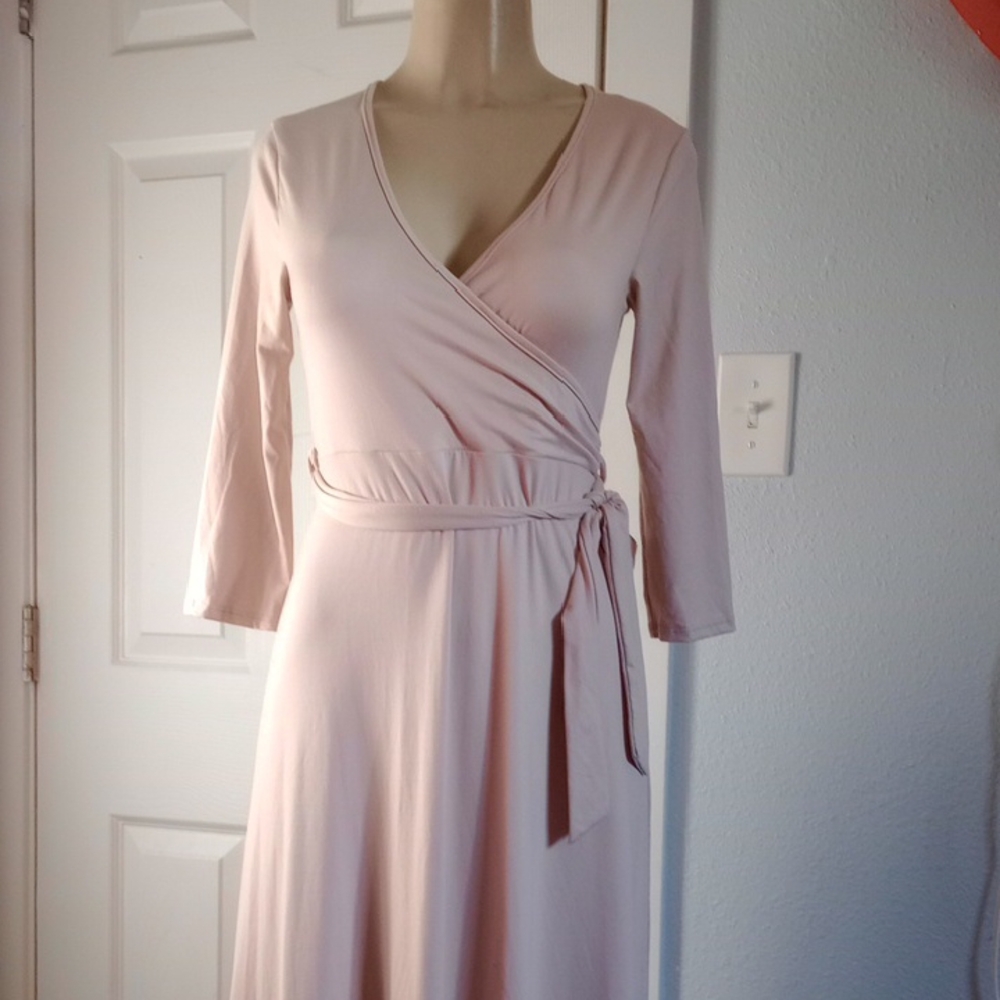 Mother Bee Maternity Peach Wrap Dress
